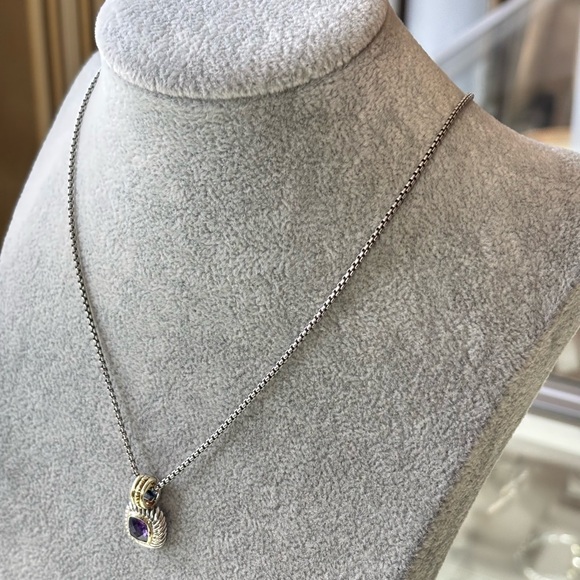 David Yurman Petite Albion Pendant Necklace with Amethyst 17" - Picture 8 of 9